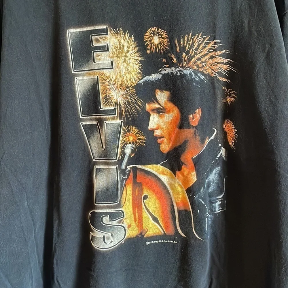 VTG Elvis Presley Tee XXL T-Shirt Black Graceland Music King Rock Merch OG Band